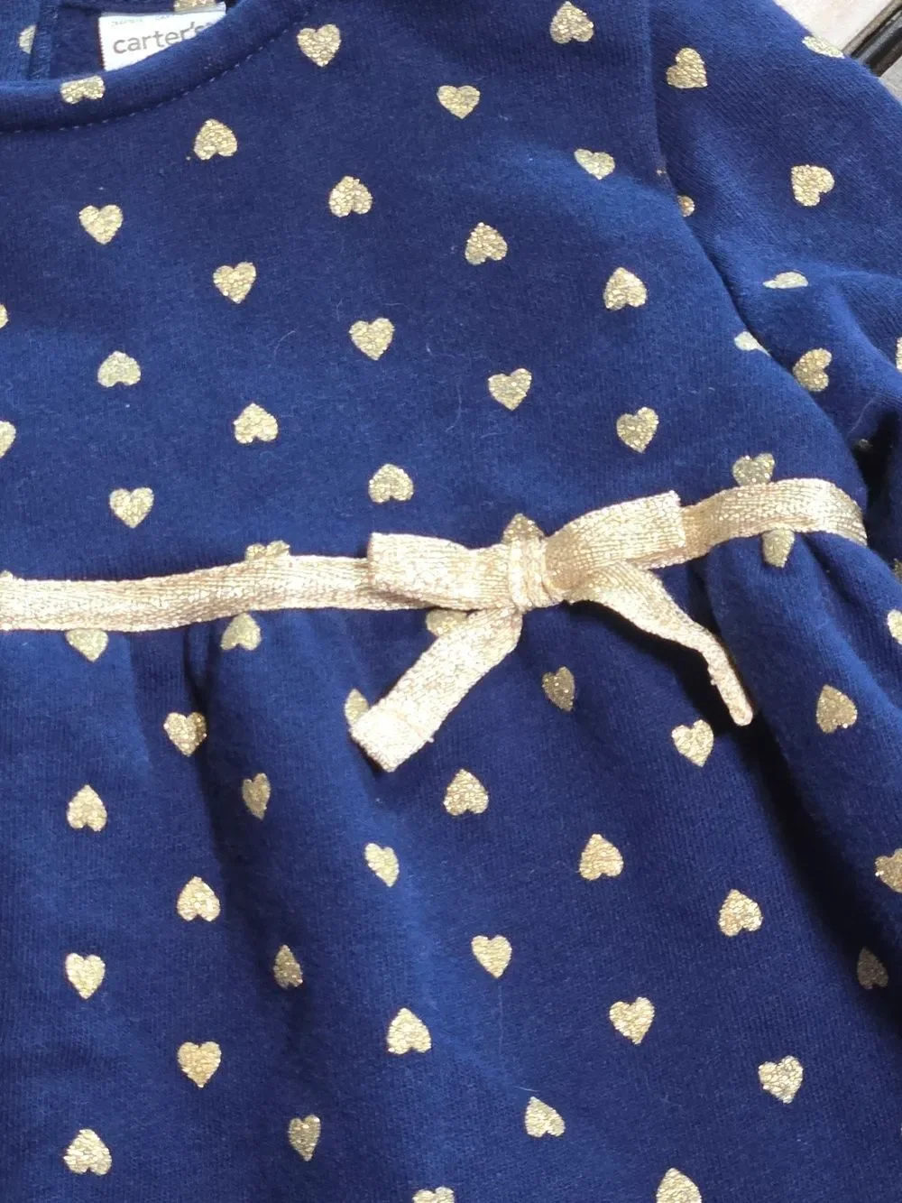 Carter's Heart Print Peplum Top 4T Navy Gold Fleece Sweatshirt Cozy Fashionista
